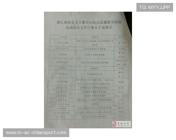 主办城市赛事期间党员志愿服务队组织与值班表公布，党员志愿服务活动安排表